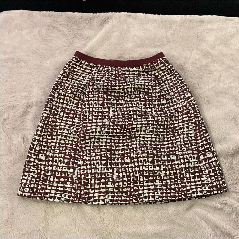 MaxMara Burgundy and White A-Line Skirt, US8